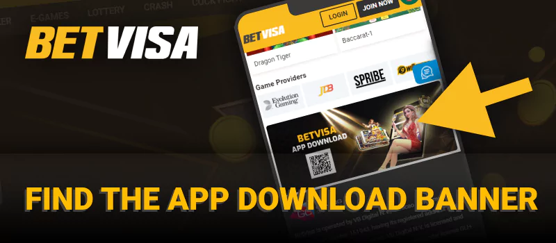 Betvisa ডাউনলোড অ্যাপ ব্যানার খুঁজুন