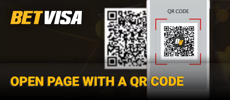 Betvisa একটি QR কোড সহ পৃষ্ঠা খুলুন